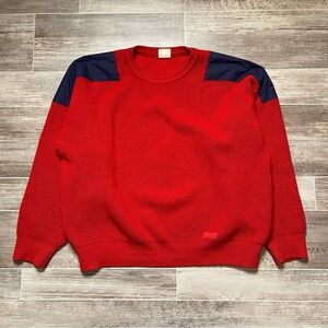 Vintage Krawinkel Vibrant Red and Blue Crewneck Knit Sweater German Boxy Fit
